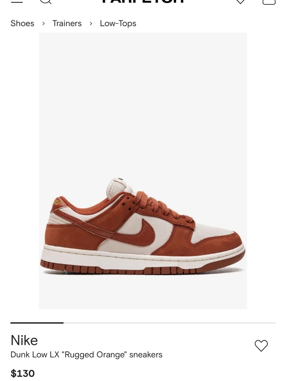NWB Nike Dunk Low LX Sneakers in Rugged Orange & Cream